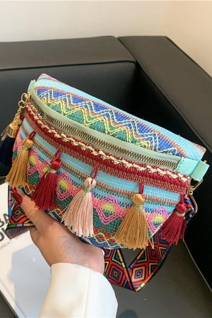 Tassels Accent Multicolor Boho Sling Bag - MXSTUDIO.COM