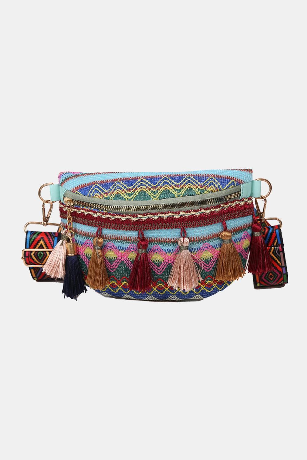 Tassels Accent Multicolor Boho Sling Bag - MXSTUDIO.COM