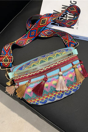 Tassels Accent Multicolor Boho Sling Bag - MXSTUDIO.COM