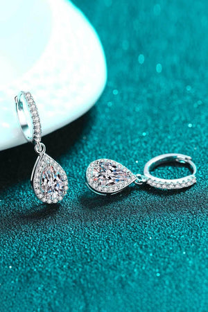 Teardrop Encrusted Accents 2 Carat Moissanite Drop Earrings - MXSTUDIO.COM