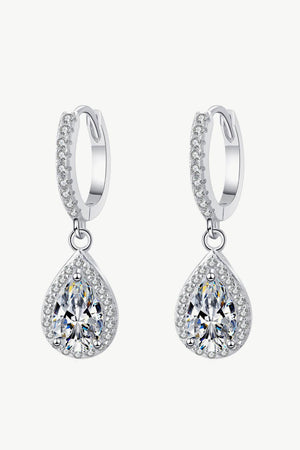 Teardrop Encrusted Accents 2 Carat Moissanite Drop Earrings - MXSTUDIO.COM