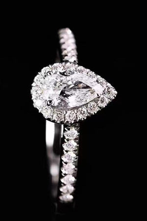 Teardrop Pear Cut 2 Carat Moissanite Platinum Plated Ring - MXSTUDIO.COM