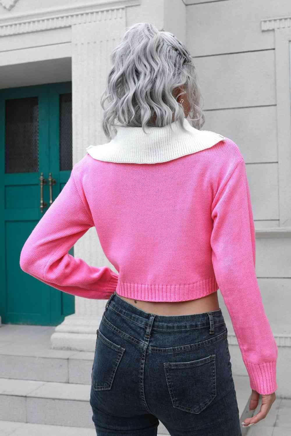 Teen Comfort Cropped Collared Sweater - MXSTUDIO.COM