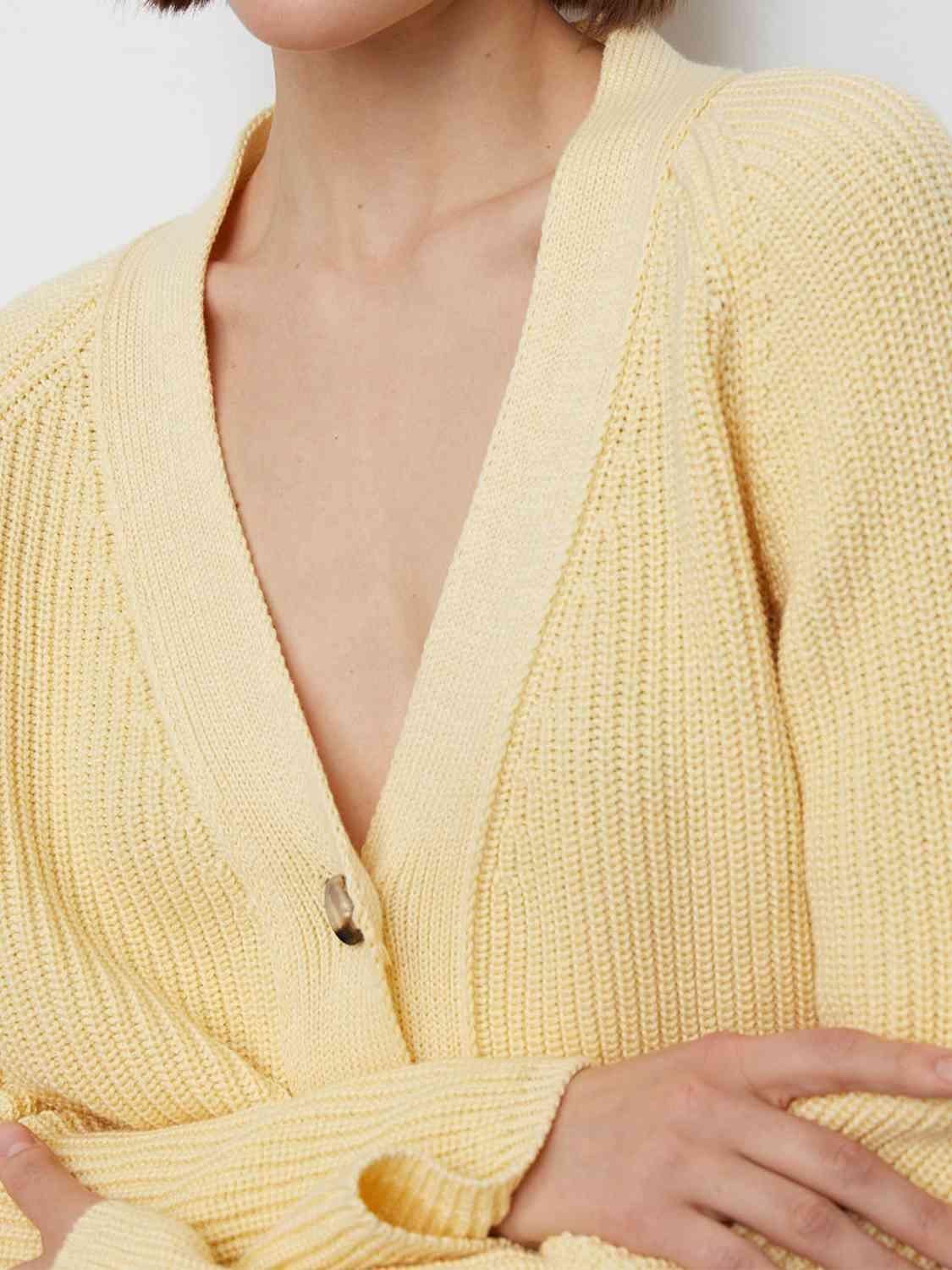 Tender Warmth Knitted Button Front Cardigan-MXSTUDIO.COM