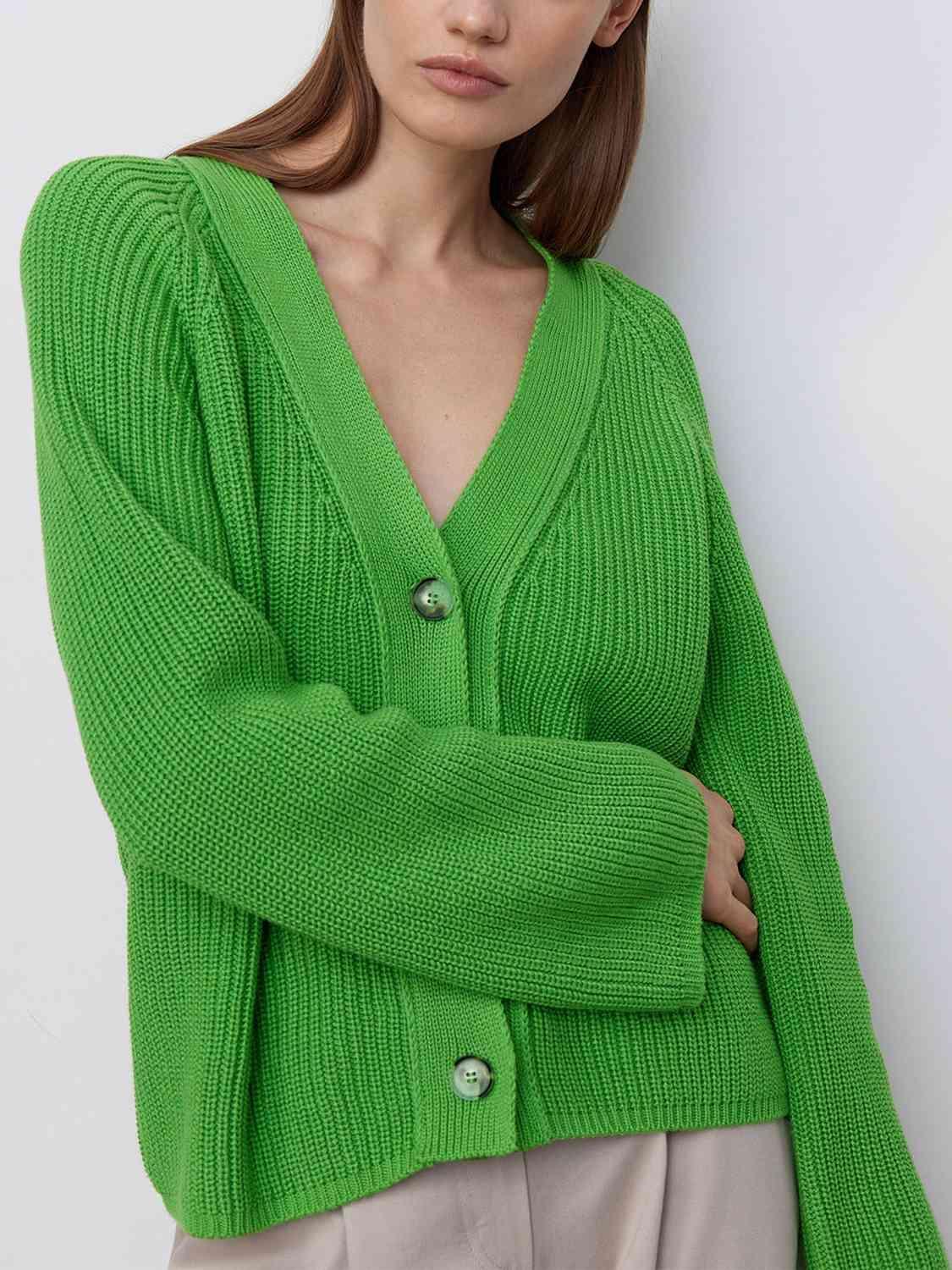 Tender Warmth Knitted Button Front Cardigan-MXSTUDIO.COM