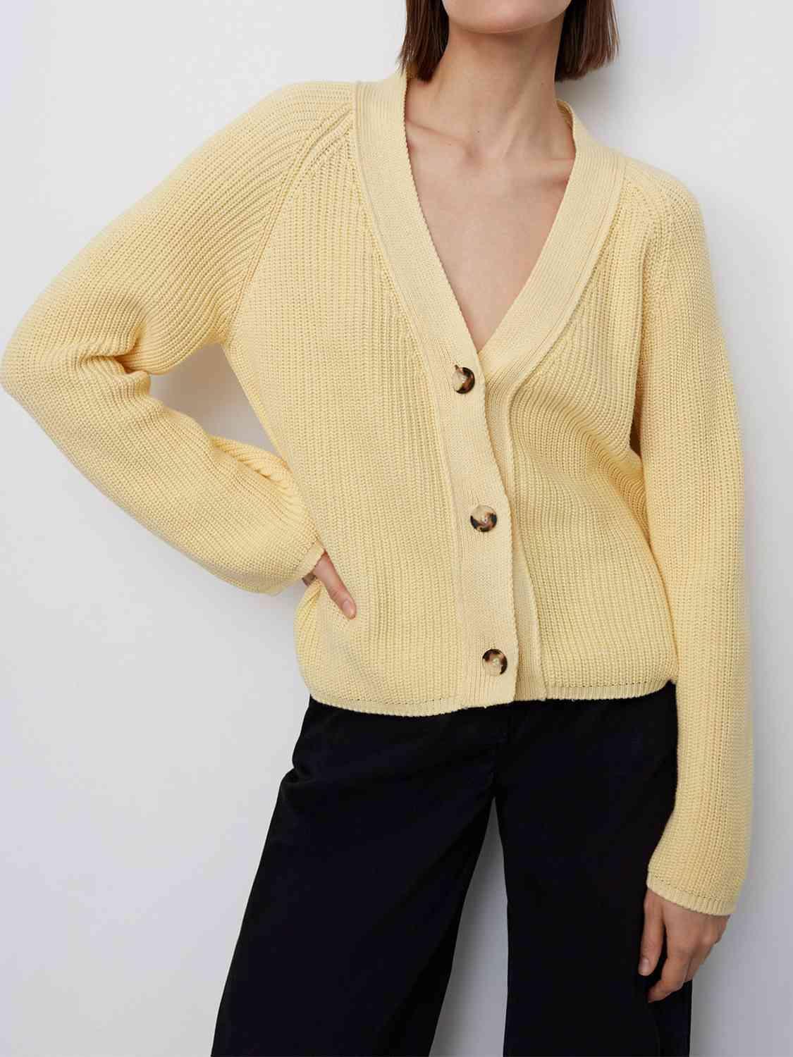Tender Warmth Knitted Button Front Cardigan-MXSTUDIO.COM