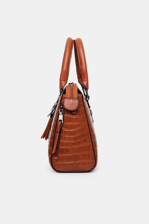 Textured 4-Piece Ochre PU Leather Women Bag Set - MXSTUDIO.COM