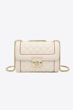 Textured Pattern PU Leather Double Chain Strap Shoulder Bag - MXSTUDIO.COM