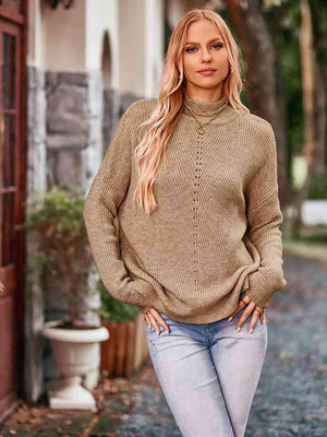 Thermal Long Sleeve Mock Neck Sweater - MXSTUDIO.COM