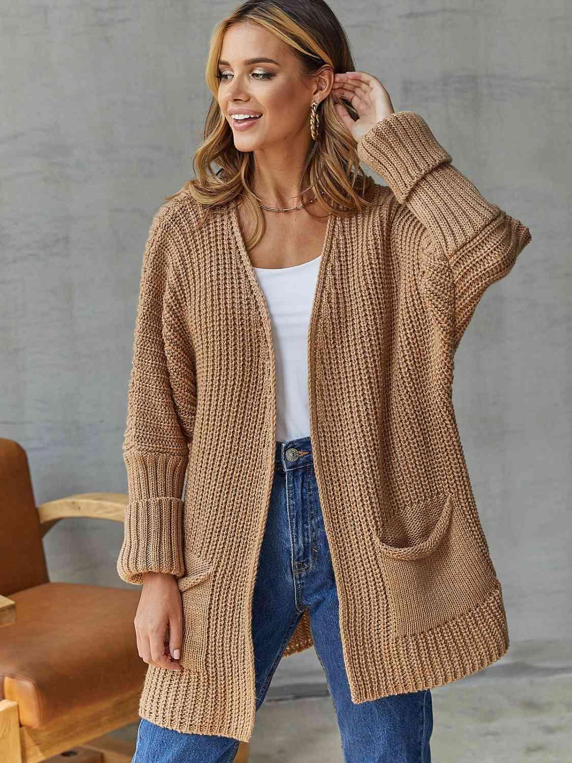 Thick And Warm Open Front Knit Cardigan-MXSTUDIO.COM