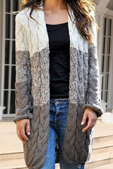 Thick Open Front Long Cable Knit Cardigan-MXSTUDIO.COM
