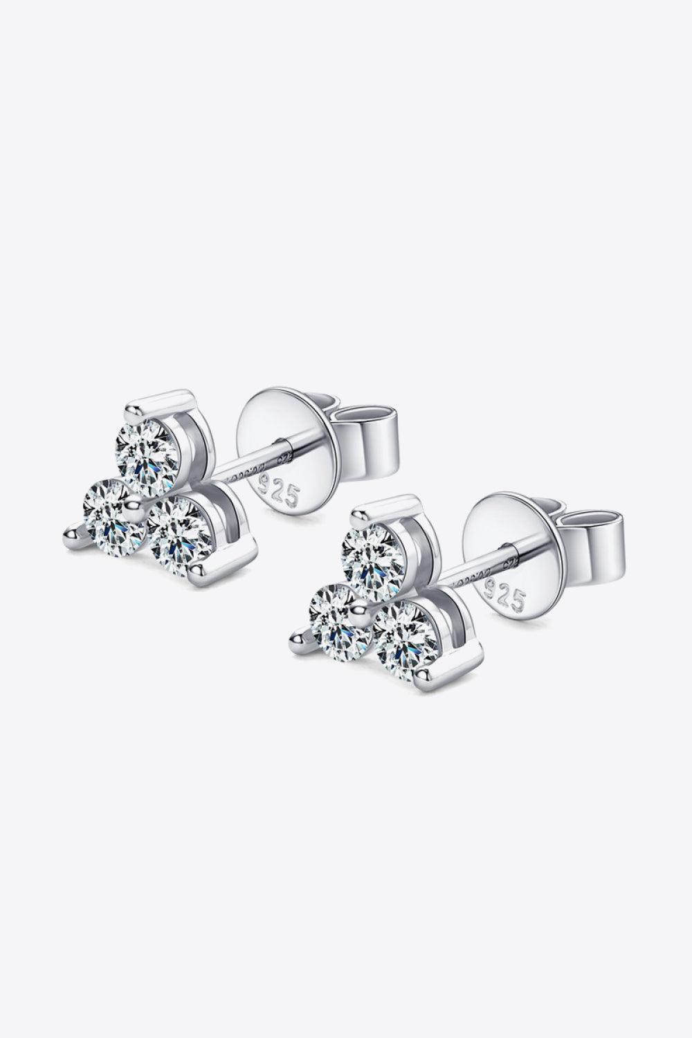 Three Round Inlaid Moissanite Stud Earrings - MXSTUDIO.COM