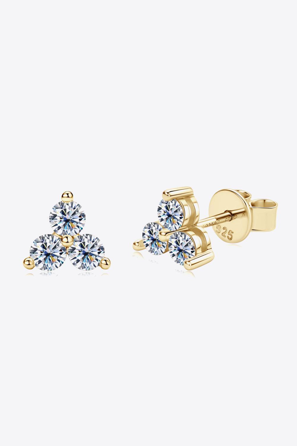 Three Round Inlaid Moissanite Stud Earrings - MXSTUDIO.COM