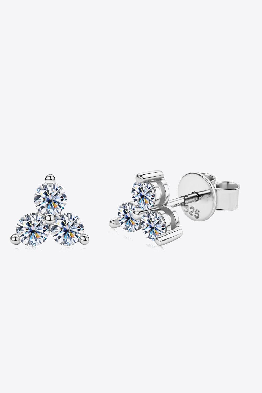 Three Round Inlaid Moissanite Stud Earrings - MXSTUDIO.COM