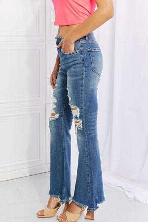 Thrill-Seeker High Rise Distressed Flare Jeans - MXSTUDIO.COM