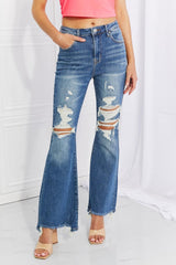 Thrill-Seeker High Rise Distressed Flare Jeans - MXSTUDIO.COM