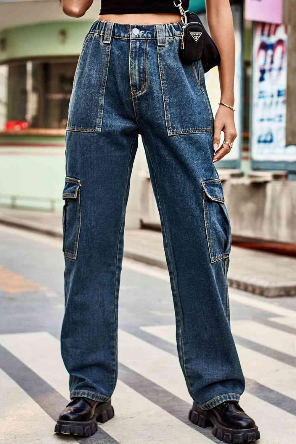 Throwback Fashion Loose Fit Cargo Jeans - MXSTUDIO.COM