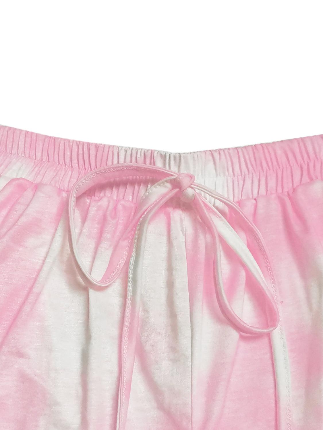 a close up of a pink and white shorts