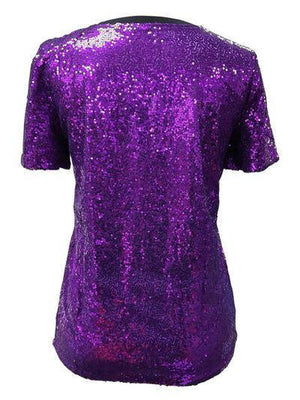 a women's purple sequinized t - shirt