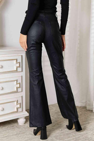 Timeless Appeal Slit Leather Bootcut Pants - MXSTUDIO.COM