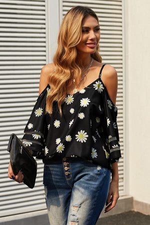 Timeless Beauty Flare Sleeve Cold Shoulder Blouse - MXSTUDIO.COM