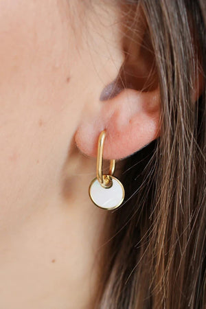 Timeless Copper White Mother Of Pearl Drop Earrings - MXSTUDIO.COM