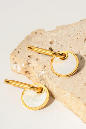 Timeless Copper White Mother Of Pearl Drop Earrings - MXSTUDIO.COM