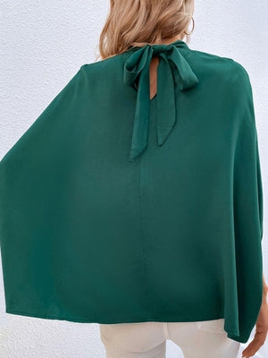 Timeless Elegance Tie Back Mock Neck Blouse - MXSTUDIO.COM