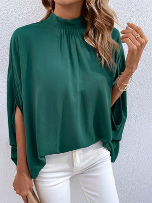 Timeless Elegance Tie Back Mock Neck Blouse - MXSTUDIO.COM