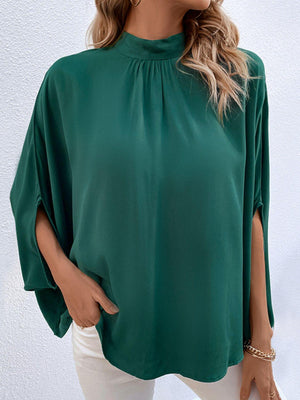 Timeless Elegance Tie Back Mock Neck Blouse - MXSTUDIO.COM