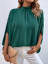 Timeless Elegance Tie Back Mock Neck Blouse - MXSTUDIO.COM