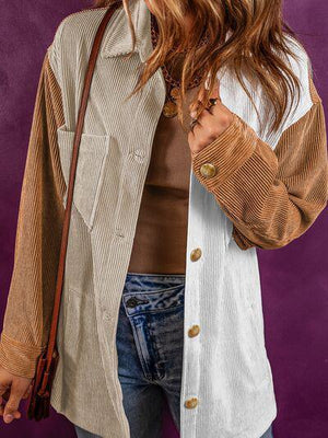 Timeless Essential Color Block Corduroy Jacket-MXSTUDIO.COM
