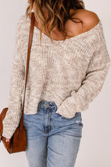 Timeless Heathered Twisted Open Back Chunky Knit Sweater - MXSTUDIO.COM