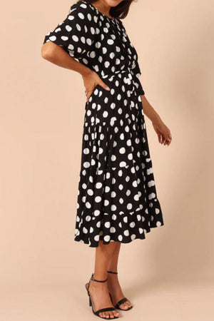 Timeless Puff Sleeve Polka Dot Midi Dress - MXSTUDIO.COM