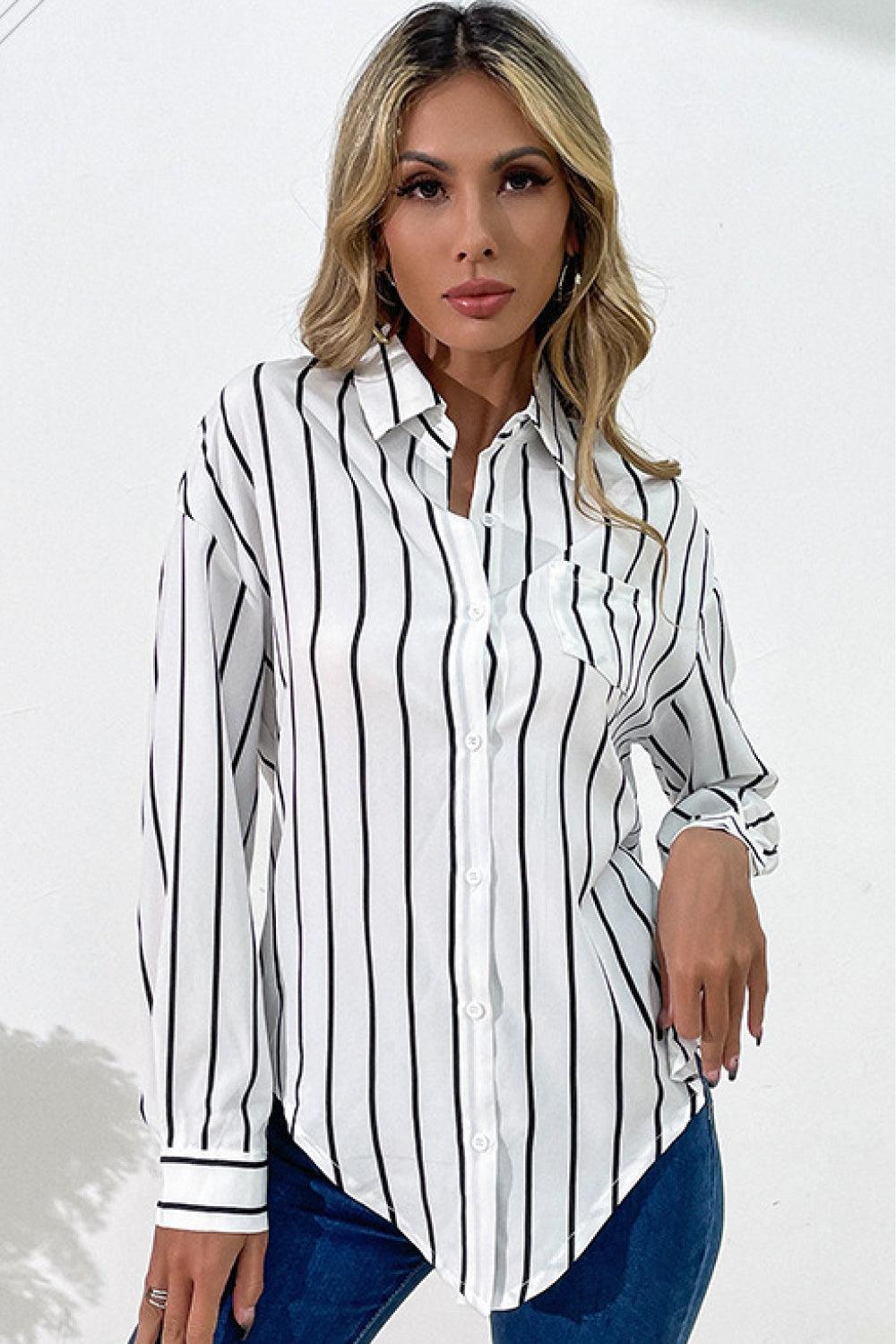 Timeless Stripes Button Down Long Sleeve Shirt - MXSTUDIO.COM