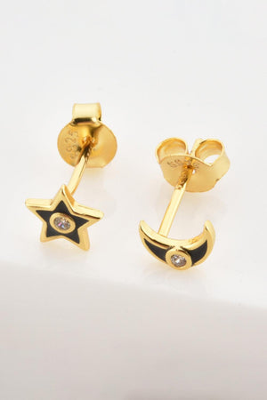 Tinge Of Glam Star and Moon Mismatched Earrings - MXSTUDIO.COM