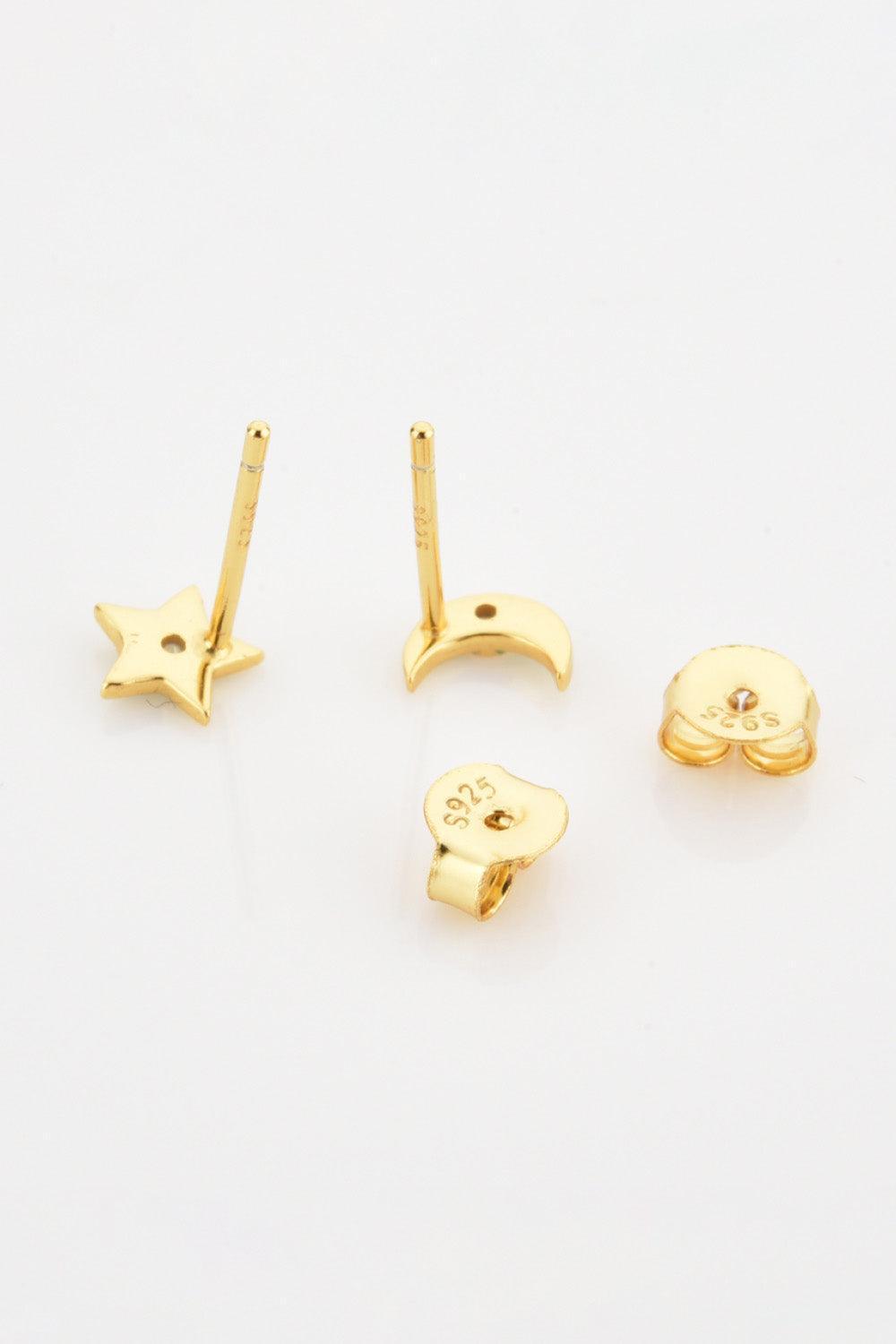 Tinge Of Glam Star and Moon Mismatched Earrings - MXSTUDIO.COM