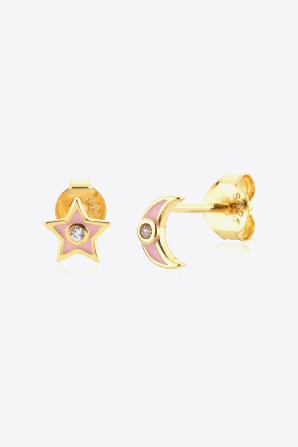 Tinge Of Glam Star and Moon Mismatched Earrings - MXSTUDIO.COM