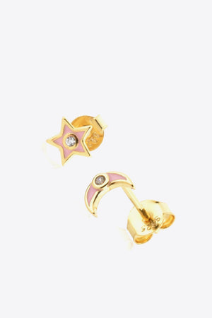 Tinge Of Glam Star and Moon Mismatched Earrings - MXSTUDIO.COM