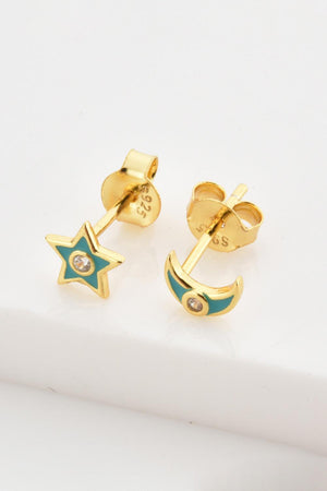 Tinge Of Glam Star and Moon Mismatched Earrings - MXSTUDIO.COM