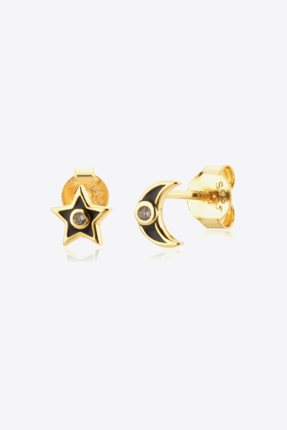Tinge Of Glam Star and Moon Mismatched Earrings - MXSTUDIO.COM