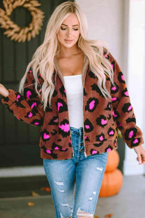 Toasty And Wild Zip Up Leopard Jacket - MXSTUDIO.COM