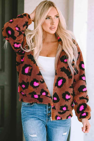 Toasty And Wild Zip Up Leopard Jacket - MXSTUDIO.COM