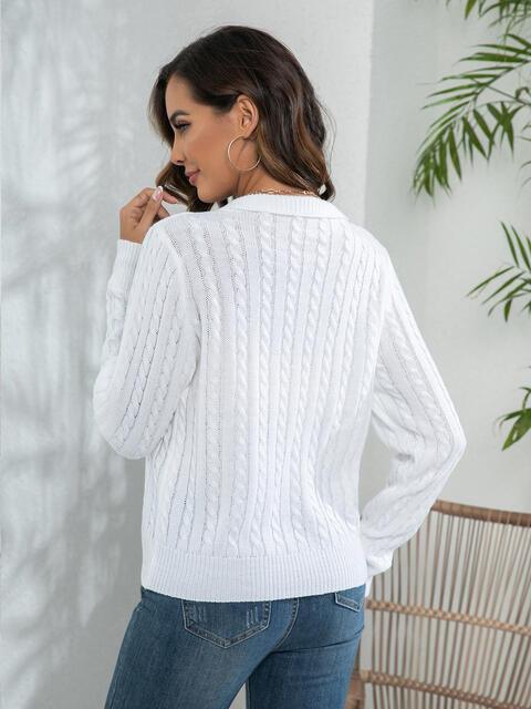 Toasty In Style Long Sleeve Collared Knit Sweater - MXSTUDIO.COM