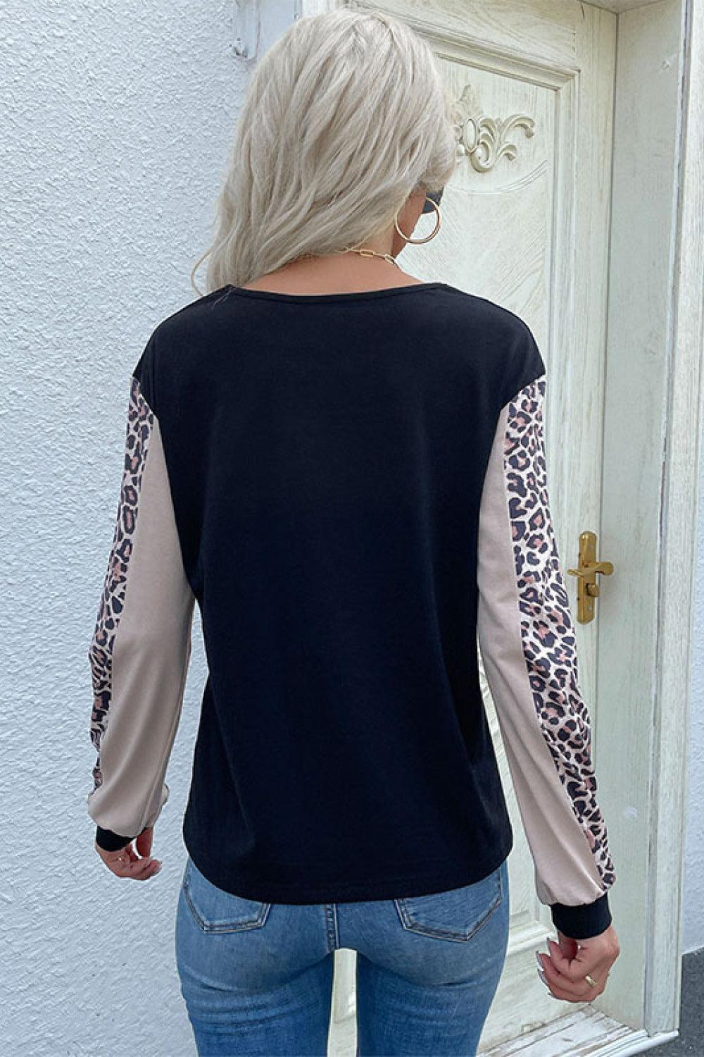 Top Notch Color Block Leopard Sweatshirt - MXSTUDIO.COM