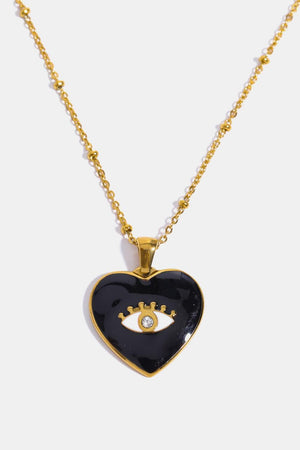 Topmost Heart And Evil Eye Shape Gold Plated Necklace - MXSTUDIO.COM