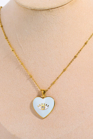 Topmost Heart And Evil Eye Shape Gold Plated Necklace - MXSTUDIO.COM