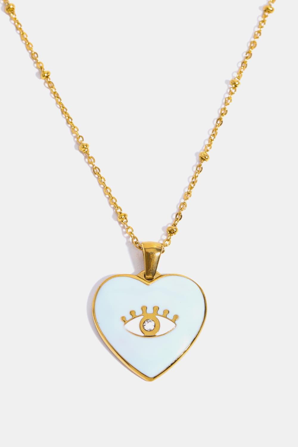 Topmost Heart And Evil Eye Shape Gold Plated Necklace - MXSTUDIO.COM