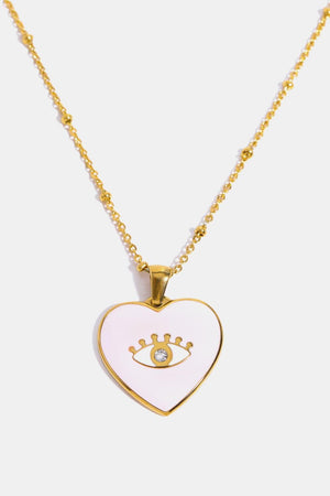 Topmost Heart And Evil Eye Shape Gold Plated Necklace - MXSTUDIO.COM