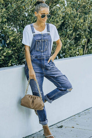 Tough Distressed Denim Overalls - MXSTUDIO.COM